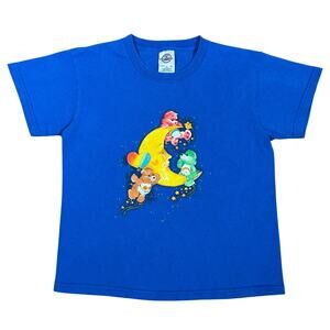Vintage Care Bears Moon Graphic Shirt Blue Youth Medium 10-12